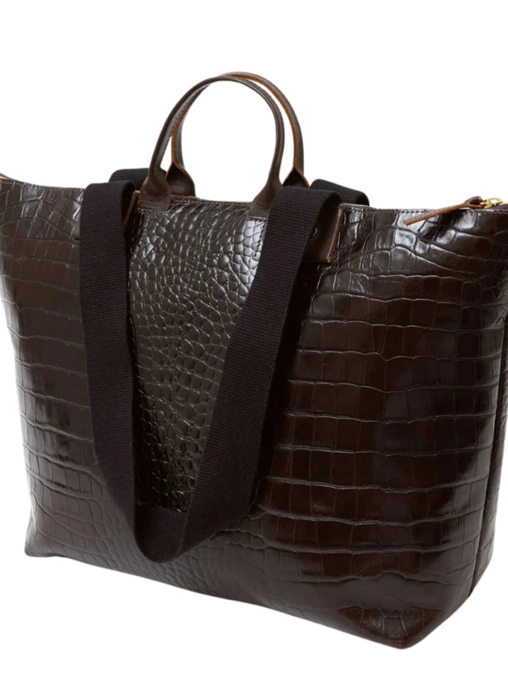 Clare V. Le Zip Sac in Kalamata Croco with Dust Bag